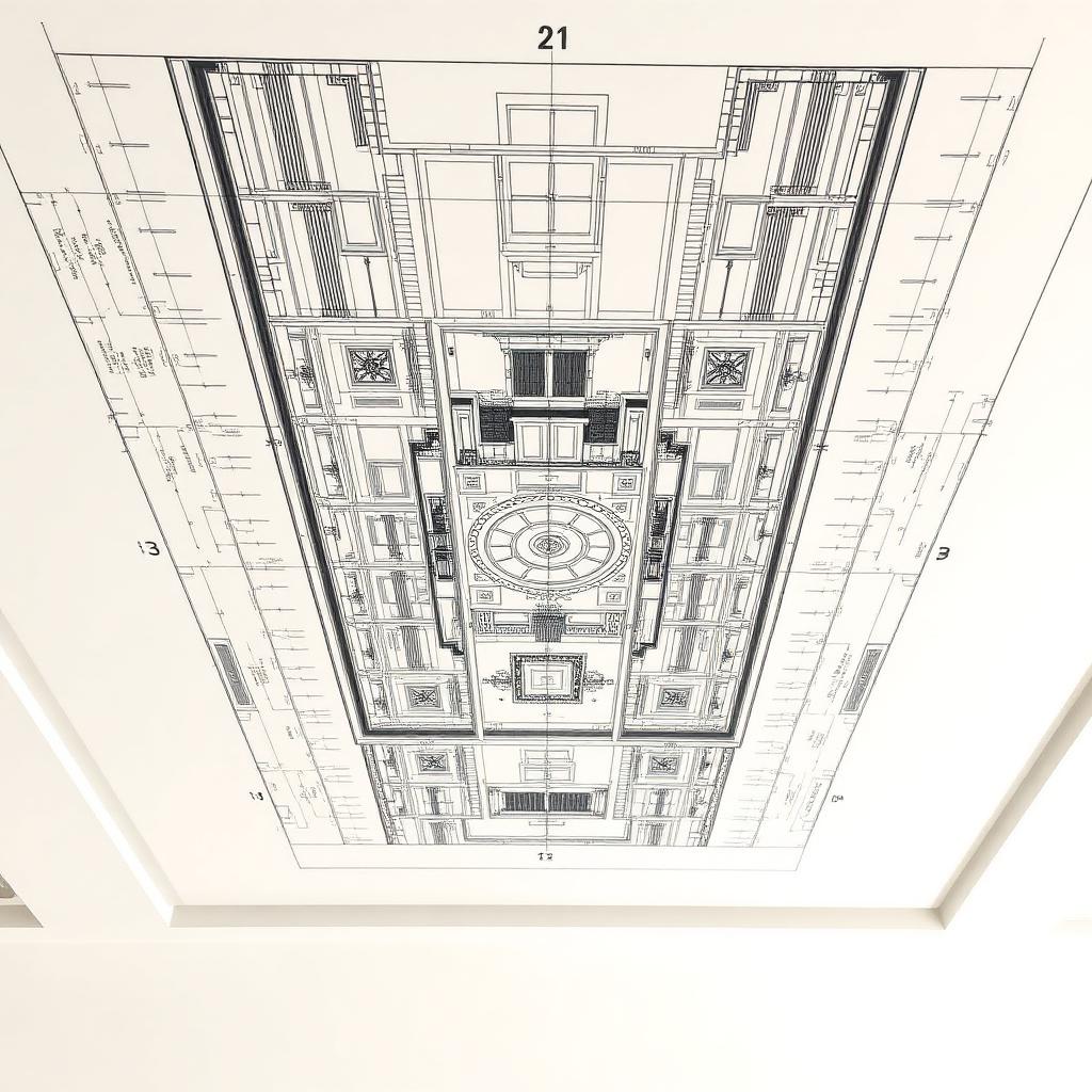 Reflected ceiling plan technical drawing
